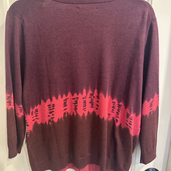 NWT Lucky Brand Women's V-Neck Ombre Button Down Cardigan - Burgundy and Coral - Picture 8 of 8